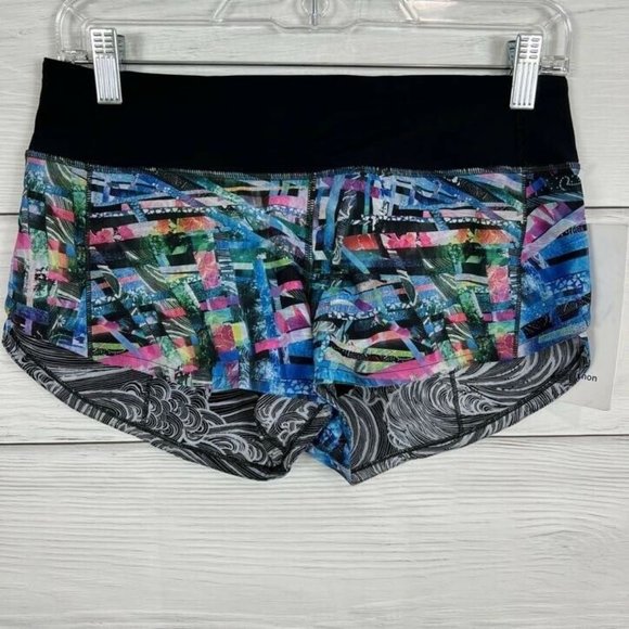 lululemon athletica Pants - NWT Lululemon Seawheeze 2018 Speed Up Short Electric Beach Multi Black Size 4